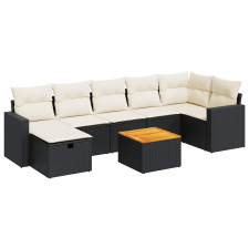 vidaXL 8 részes fekete polyrattan kerti ülőgarnitúra párnákkal (3325794) kerti bútor