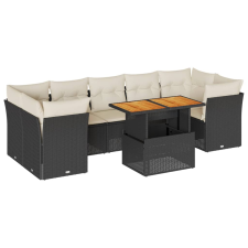 vidaXL 8 részes fekete polyrattan kerti ülőgarnitúra párnákkal (3326898) kerti bútor