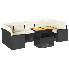 vidaXL 8 részes fekete polyrattan kerti ülőgarnitúra párnákkal (3327010) kerti bútor