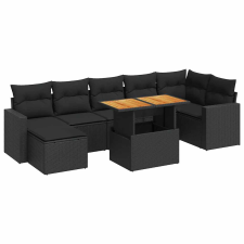 vidaXL 8 részes fekete polyrattan kerti ülőgarnitúra párnákkal (3327065) kerti bútor