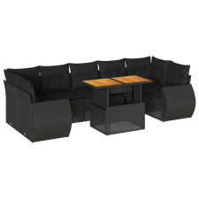 vidaXL 8 részes fekete polyrattan kerti ülőgarnitúra párnákkal (3327233) kerti bútor
