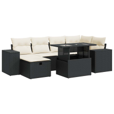 vidaXL 8 részes fekete polyrattan kerti ülőgarnitúra párnákkal (3327936) kerti bútor