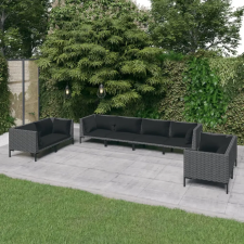 vidaXL 8-részes sötétszürke polyrattan kerti bútorszett párnákkal kerti bútor