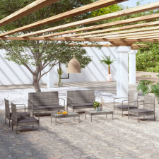 vidaXL 8 részes szürke polyrattan kerti bútorszett párnákkal kerti bútor