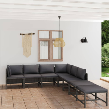 vidaXL 8 részes szürke polyrattan kerti bútorszett párnákkal kerti bútor