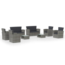 vidaXL 8 részes szürke polyrattan kerti bútorszett párnákkal (3095945) kerti bútor