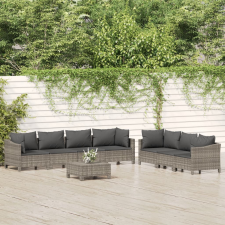 vidaXL 8 részes szürke polyrattan kerti ülőgarnitúra párnákkal kerti bútor