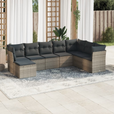 vidaXL 8-részes szürke polyrattan kerti ülőgarnitúra párnákkal kerti bútor