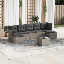 vidaXL 8-részes szürke polyrattan kerti ülőgarnitúra párnákkal kerti bútor