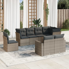 vidaXL 8-részes szürke polyrattan kerti ülőgarnitúra párnákkal kerti bútor