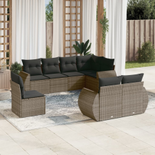 vidaXL 8-részes szürke polyrattan kerti ülőgarnitúra párnákkal kerti bútor