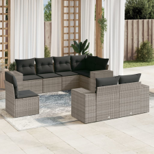 vidaXL 8-részes szürke polyrattan kerti ülőgarnitúra párnákkal kerti bútor