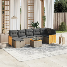 vidaXL 8-részes szürke polyrattan kerti ülőgarnitúra párnákkal kerti bútor