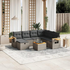 vidaXL 8-részes szürke polyrattan kerti ülőgarnitúra párnákkal kerti bútor