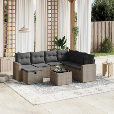 vidaXL 8-részes szürke polyrattan kerti ülőgarnitúra párnákkal kerti bútor
