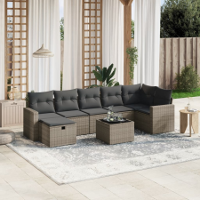 vidaXL 8-részes szürke polyrattan kerti ülőgarnitúra párnákkal kerti bútor