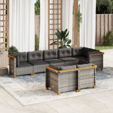 vidaXL 8 részes szürke polyrattan kerti ülőgarnitúra párnákkal kerti bútor