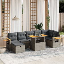 vidaXL 8 részes szürke polyrattan kerti ülőgarnitúra párnákkal kerti bútor