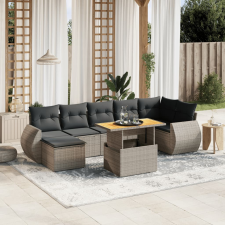 vidaXL 8 részes szürke polyrattan kerti ülőgarnitúra párnákkal kerti bútor