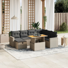 vidaXL 8 részes szürke polyrattan kerti ülőgarnitúra párnákkal kerti bútor