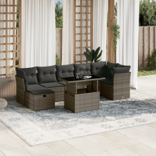 vidaXL 8 részes szürke polyrattan kerti ülőgarnitúra párnákkal kerti bútor