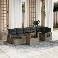 vidaXL 8 részes szürke polyrattan kerti ülőgarnitúra párnákkal kerti bútor