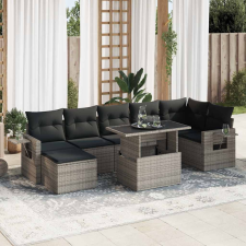 vidaXL 8 részes szürke polyrattan kerti ülőgarnitúra párnákkal kerti bútor