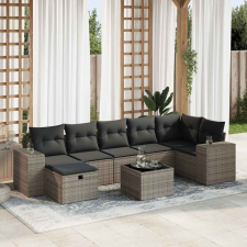 vidaXL 8 részes szürke polyrattan kerti ülőgarnitúra párnákkal kerti bútor