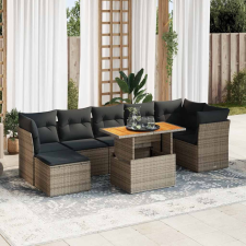 vidaXL 8 részes szürke polyrattan kerti ülőgarnitúra párnákkal kerti bútor