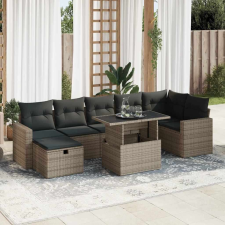 vidaXL 8 részes szürke polyrattan kerti ülőgarnitúra párnákkal kerti bútor