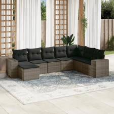 vidaXL 8-részes szürke polyrattan kerti ülőgarnitúra párnákkal kerti bútor