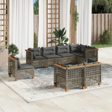 vidaXL 8 részes szürke polyrattan kerti ülőgarnitúra párnákkal kerti bútor