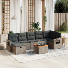 vidaXL 8-részes szürke polyrattan kerti ülőgarnitúra párnákkal kerti bútor