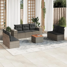 vidaXL 8-részes szürke polyrattan kerti ülőgarnitúra párnákkal kerti bútor