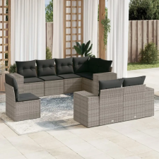 vidaXL 8-részes szürke polyrattan kerti ülőgarnitúra párnákkal kerti bútor