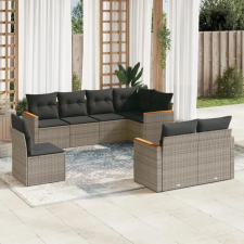 vidaXL 8-részes szürke polyrattan kerti ülőgarnitúra párnákkal kerti bútor