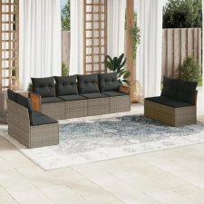 vidaXL 8-részes szürke polyrattan kerti ülőgarnitúra párnákkal kerti bútor