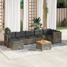 vidaXL 8 részes szürke polyrattan kerti ülőgarnitúra párnákkal kerti bútor