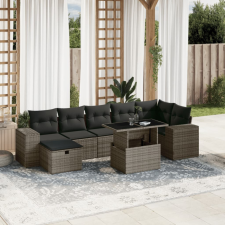vidaXL 8 részes szürke polyrattan kerti ülőgarnitúra párnákkal kerti bútor