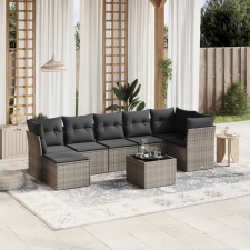 vidaXL 8 részes szürke polyrattan kerti ülőgarnitúra párnákkal kerti bútor