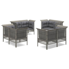 vidaXL 8 részes szürke polyrattan kerti ülőgarnitúra párnákkal (3187482) kerti bútor