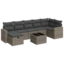 vidaXL 8 részes szürke polyrattan kerti ülőgarnitúra párnákkal (3325416) kerti bútor