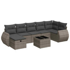 vidaXL 8 részes szürke polyrattan kerti ülőgarnitúra párnákkal (3325616) kerti bútor