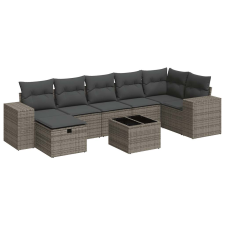 vidaXL 8 részes szürke polyrattan kerti ülőgarnitúra párnákkal (3325716) kerti bútor