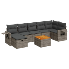 vidaXL 8 részes szürke polyrattan kerti ülőgarnitúra párnákkal (3325826) kerti bútor