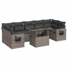 vidaXL 8 részes szürke polyrattan kerti ülőgarnitúra párnákkal (3326441) kerti bútor