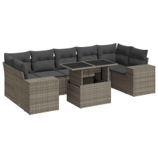 vidaXL 8 részes szürke polyrattan kerti ülőgarnitúra párnákkal (3326761) kerti bútor