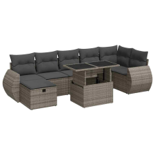 vidaXL 8 részes szürke polyrattan kerti ülőgarnitúra párnákkal (3327910) kerti bútor