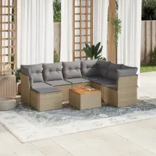 vidaXL 8 részes vegyes bézs polyrattan kerti ülőgarnitúra párnákkal kerti bútor