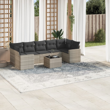 vidaXL 8 részes világosszürke polyrattan kerti ülőgarnitúra párnával kerti bútor
